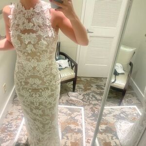 Marchesa Notte Lace Evening Gown - Ivory